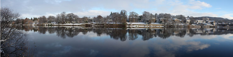 The River Tay looking over to Bridgend from The North Inch, Perth, Perthshire, Scotland