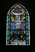 Photograph of the stained glass window which is found in the Crypt of Rosslyn Chapel, Roslin, Scotland. Made famous in Dan Brown's novel The Da Vinci Code.
