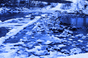 Ice formations on the Ford linking Moncreiffe Island on the River Tay to Rodney at Perth, Perthshire, Scotland