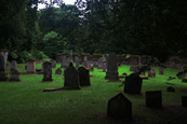 An eerie light in the old graveyard in the grounds of Scone Palace, Scone, Perthshire, Scotland