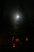 Midnight at the Las Vegas Lodge in the Forest at Piper Dam near Birkhill, Angus, Scotland