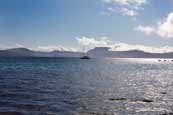 A lonley yacht on an autumn afternoon in Loch Torridon, Wester Ross, Scotland