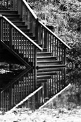 Flooding at the steps in the park at the Norrie Miller Walk, Perth, Perthshire, Scotland