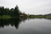 Balthayock Loch featuring the boathouse near Perth, Perthshire, Scotland