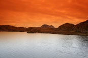 The Fairy Lochs near Badachro, Wester Ross, Scotland, where 15 American servicemen tragically lost their lives when their U.S.A.A.F. Liberator crashed whilst returning to America at the end of the Second World War. The site is a War Grave