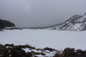 A frozen view of Loch na Creige near Aberfeldy, Perthshire, Scotland