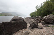 Mist descending from the hills over Loch Maree, Wester Ross, Scotland