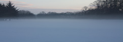 Winter fog on the King James VI Golf Course on Moncreiffe Island on the River Tay at Perth, Perthshire, Scotland