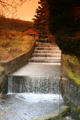 The cascade of the overspill from Balthayock Loch, Perthshire, Scotland