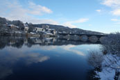The River Tay at Perth in December.  Taken from the North Inch, showing the Old Bridge, Perth, Perthshire, Scotland