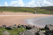 The Old Fishing Station beside the beach at Redpoint South near to Badachro, Wester Ross, Scotland