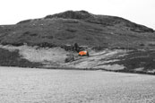 The old But'n'Ben on the shore of Loch Bad Na Scalaig near Gairloch, Wester Ross, Scotland