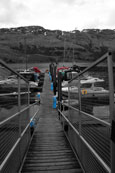 Motor launches at rest in the marina at Ardlui, Loch Lomond, Argyll, Scotland