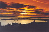 Sunset looking out from Drumchork, over Aultbea to Loch Ewe, Wester Ross, Scotland