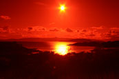 Sunset on the bay at Erbusaig looking over the Inner Sound towards Raasay and Skye, Scotland