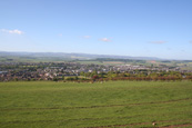 A view of the Angus town of Forfar (made famous by celebrated local artist William Cadenhead) from near to the Balmashanner Monument, Forfar, Angus, Scotland